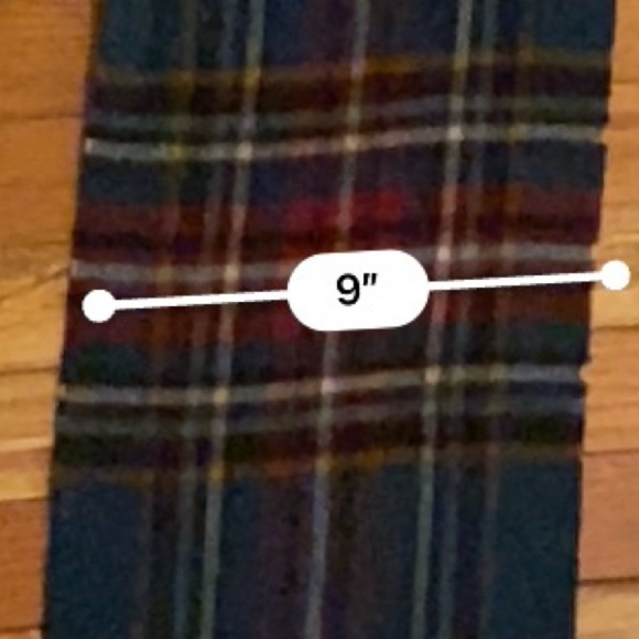 Plaid Wool Scarf in Teal and Burgundy - Picture 8 of 10